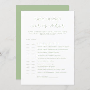 Invitation LEAH Pastel Green Over Under Baby shower Game