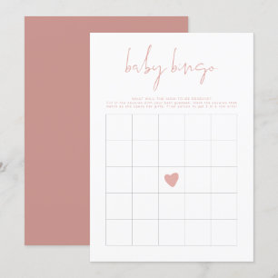Invitation LEAH Vibrant Pastel Baby shower rose Jeu de Bingo