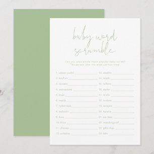 Invitation LEAH Vibrant Pastel Green Baby Word Scramble Jeu