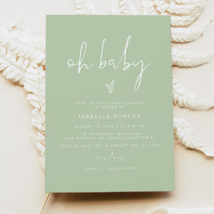 Invitation LEAH Vibrant Pastel Green Oh Baby Baby shower