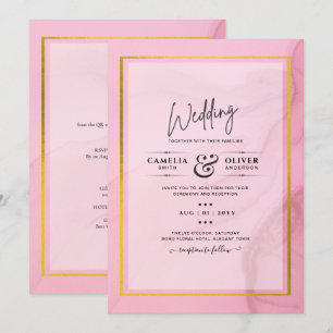 Invitation LeahG Blush Pink Gold INK Ombre Wedding INVITE