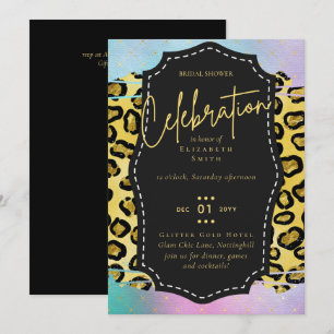 Invitation LeahG Budget Glam Chic Fête des mariées Unicorn Or