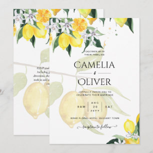 Invitation LeahG Citrus Lemons Budget Mariage Inviter Jaune