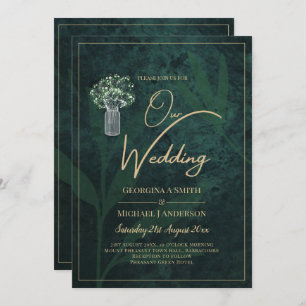 Invitation LeahG Emerald Forest Green Wedding INVITE