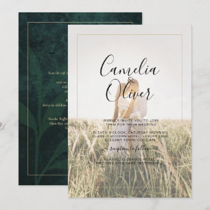 Invitation LeahG Emerald Green Photo Overlay Mariage Inviter