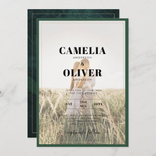 Invitation LeahG Emerald Green Photo Overlay Mariage Inviter
