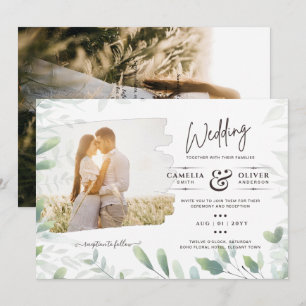 Invitation LeahG Feuilles de la verdure PHOTO OVERLAY Mariage