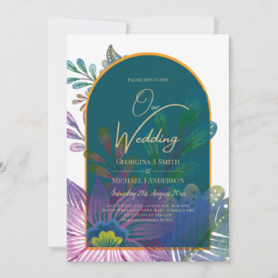 Invitation LeahG Green Purple Gold JEWEL TONES Mariage INVITE