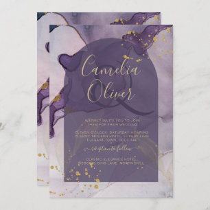 Invitation LeahG Ink Ombre violet Lavender Mariage or