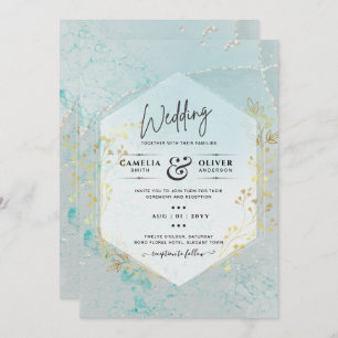 Invitation LeahG INK Verre de mer Turquoise Gold Aqua INVITAT