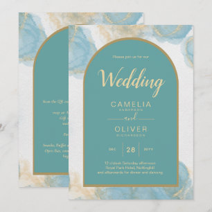 Invitation LeahG INK Verre de mer Turquoise Turquoise or INVI