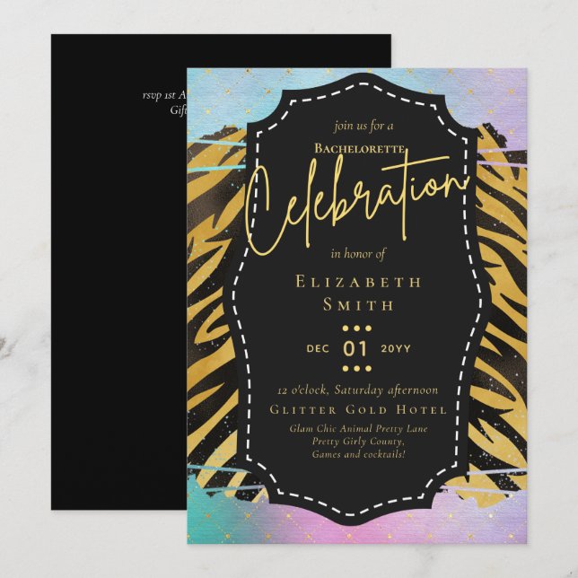Invitation LeahG Jolie fille Posters de animaux de Glam Bache (Devant / Derrière)