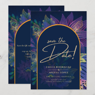 Invitation LeahG Marine Purple Gold JEWEL TONES Mariage INVIT