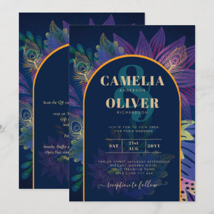 Invitation LeahG Marine Purple Gold JEWEL TONES Mariage INVIT