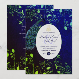 Invitation LeahG Peacock Bleu Islam Mariage invite