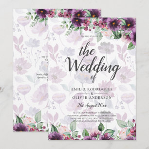 Invitation LeahG Plum Purple Berry Mariage Floral Automne Hiv