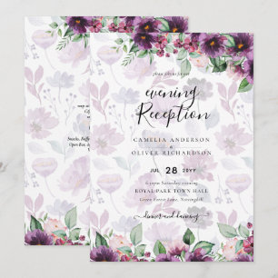 Invitation LeahG Plum Purple Berry Mariage Floral Automne Hiv