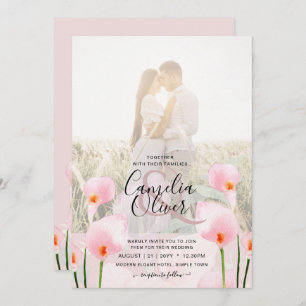Invitation LeahG Rose Calla Lily PHOTO Overlay Mariage Invite