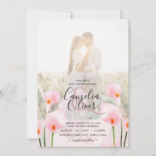 Invitation LeahG Rose Calla Lily PHOTO Overlay Mariage Invite