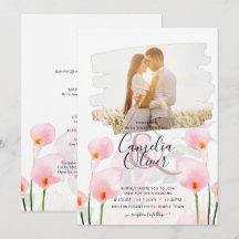LeahG Rose Calla Lily PHOTO Overlay Mariage Invite