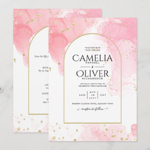 Invitation LeahG ROSE OR ENCRE Mariage Abstrait INVITE