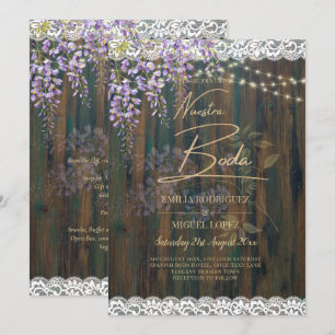Invitation LeahG Rustique Fleurs de Glycine en Dentelle Faire