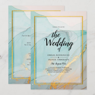 Invitation LeahG Verre de mer Turquoise Gold INK Mariage INVI