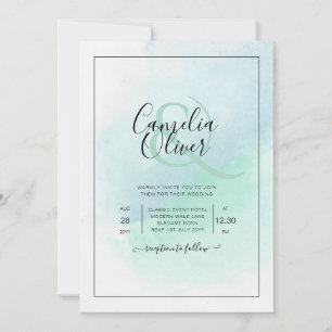 Invitation LeahG Verre de mer Turquoise Turquoise Bleu Mariag