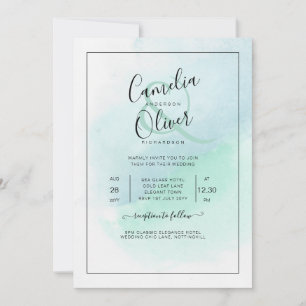 Invitation LeahG Verre de mer Turquoise Turquoise Bleu Mariag