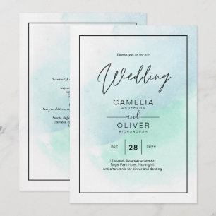 Invitation LeahG Verre de mer Turquoise Turquoise Bleu Mariag