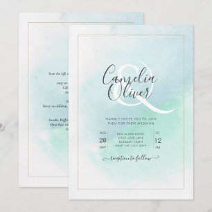 Invitation LeahG Verre de mer Turquoise Turquoise Bleu Mariag