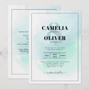 Invitation LeahG Verre de mer Turquoise Turquoise Bleu Mariag