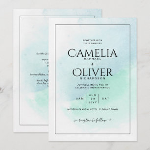 Invitation LeahG Verre de mer Turquoise Turquoise Bleu Mariag