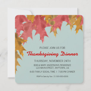 Invitation Leaves d'automne pour le dîner d'action de grâces 
