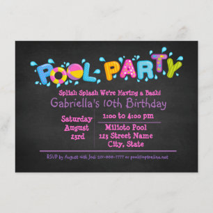 Invitation L'éclaboussure de Splish de filles viennent à