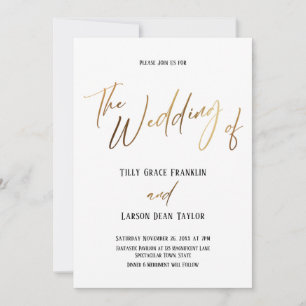 Invitation L'écriture manuscrite dorée lisse Simple Le Mariag