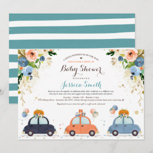 Invitation Lecteur Citrouille bleu et or par Baby shower