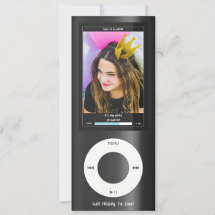 Invitation Lecteur de musique MP3 noir II Anniversaire