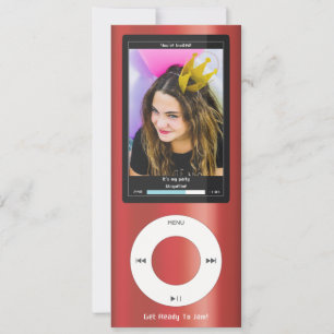Invitation Lecteur de musique MP3 rouge II Anniversaire