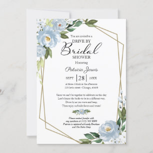 Invitation Lecteur Floral Bleu Géométrique Par Fête des marié
