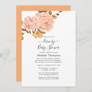 Invitation Lecteur floral rose et or par douche