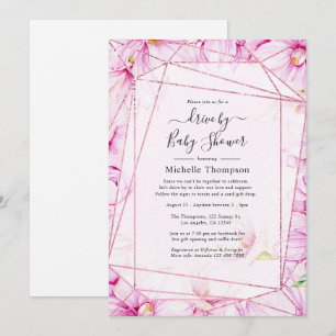 Invitation Lecteur géométrique rose Or et rose Floral par dou