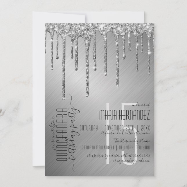 Invitation Lecteurs de Parties scintillant en argent brillant (Devant)