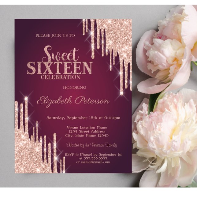Invitation Lecteurs de Parties scintillant or Rose moderne Bu (Créateur téléchargé)