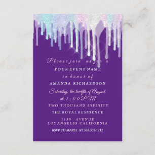 Invitation Lecteurs holographiques Unicorn rose pourpre doux 