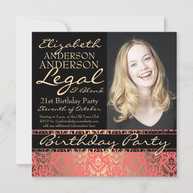 Invitation Légal et blond Elegant et Funny Birthday Party (Devant)