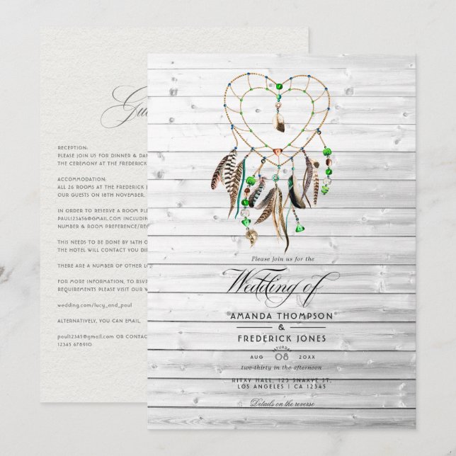 Invitation Légende indienne rustique Mariage des Boho tribaux (Devant / Derrière)