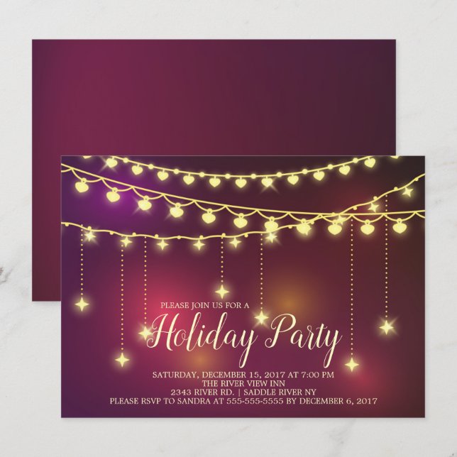 Invitation légère élégante de fête de vacances de (Devant / Derrière)