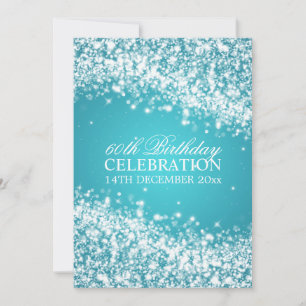 Invitation L'Elegant 60e Birthday Party Sparkling Blue Wave