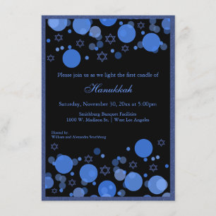Invitation L'élégant Blue Bokeh illumine la fête de Hanoukka